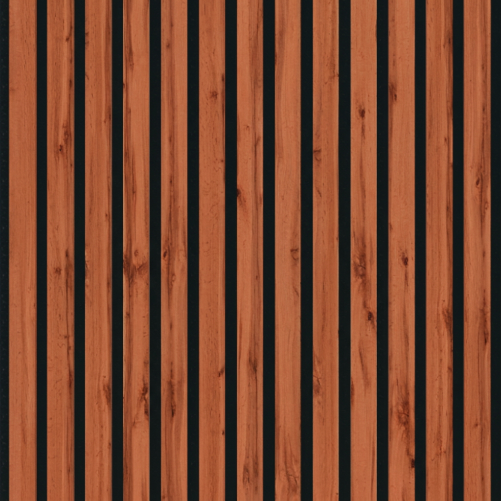Échantillon de finition Terracotta pour panneau mural acoustique à lattes de bois 278x60 cm